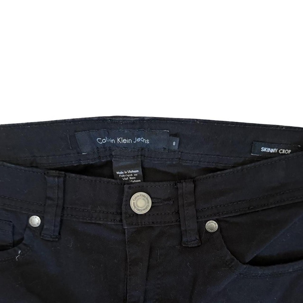 Calvin Klein Jeans Womens Black Skinny Crop Pants Size 8 Mid Rise Stretch Denim - Picture 2 of 3